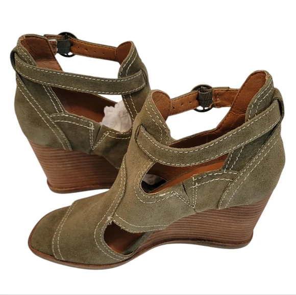 NWOT Lucky Brand Lukili Women's Sandals Wedge Ankle Strap Moss Green Size US 7 - Picture 7 of 11